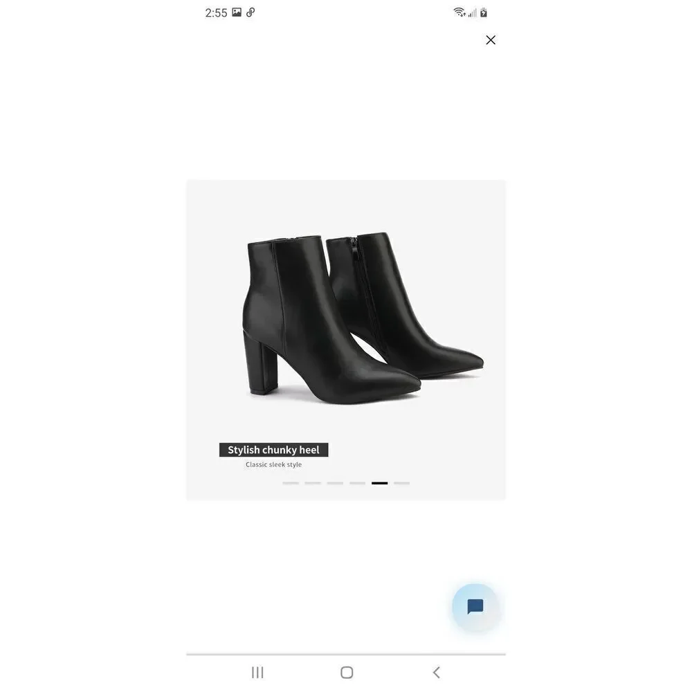 New Size 5.5 Dream Pairs Black PU Sianna-1 Chunky Heel Ankle Boots Booties